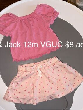 Cat & Jack Pink Top and Light Pink Heart Skort Matching Set